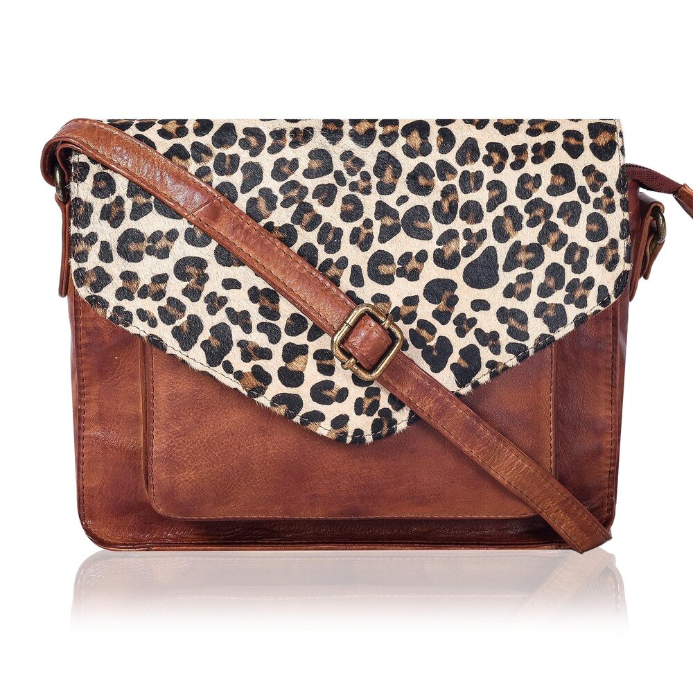 6783 Leather Flapover Crossbody Handbag Purse with Adjustable Strap &